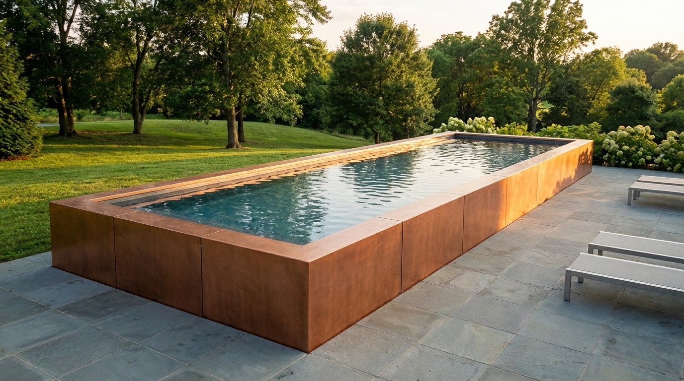 12 x 48 Espresso Copper Titanium Stone Architectural Pool
