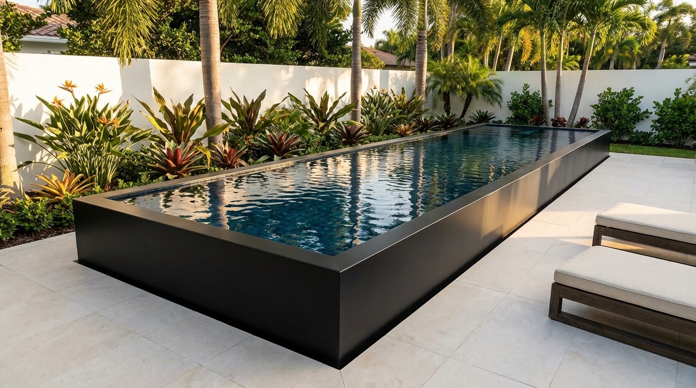 12 x 48 Midnight Black Black Sapphire Architectural Pool
