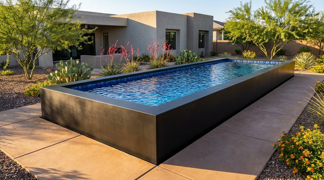 12 x 48 Midnight Black Mystic Blue Architectural Pool