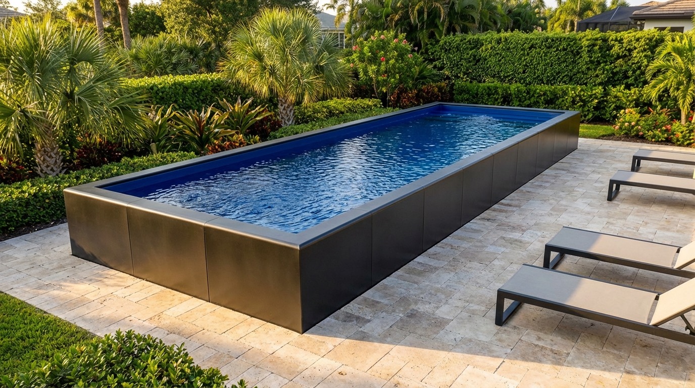 12 x 48 Midnight Black Deep Sea Blue Architectural Pool