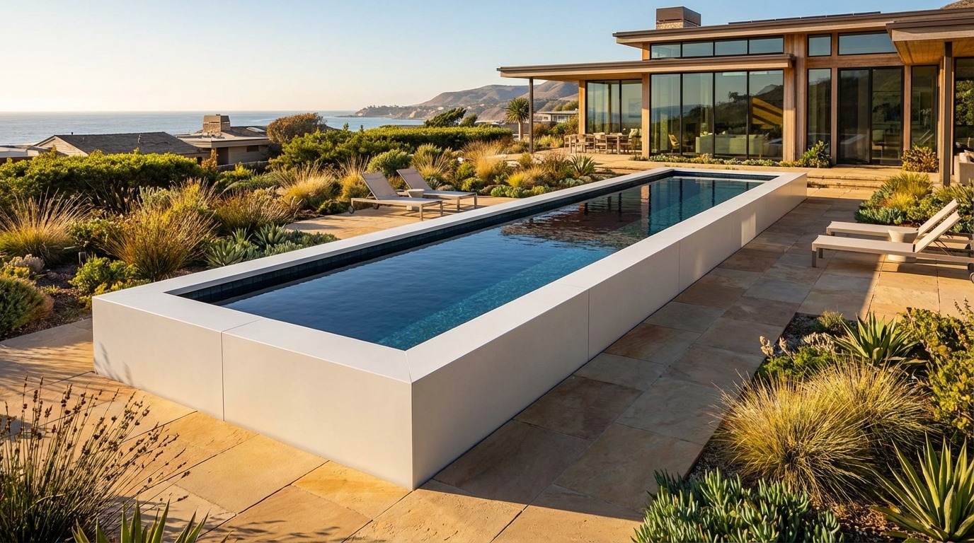 12 x 48 Alpine White Black Sapphire Architectural Pool