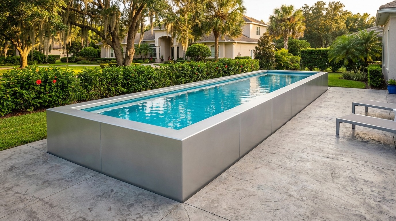 12 x 48 Platinum Silver Blue Topaz Architectural Pool