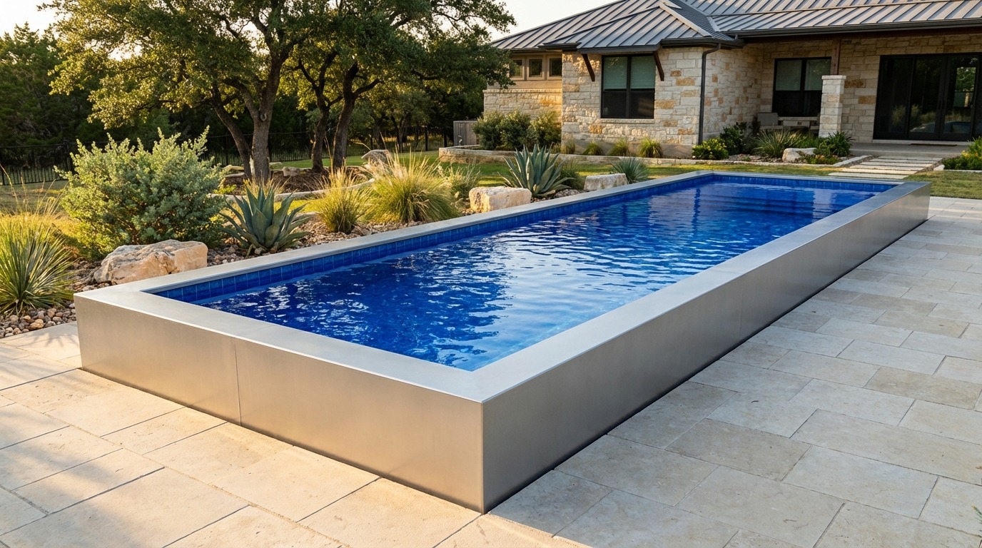 12 x 48 Platinum Silver Blue Matrix Architectural Pool