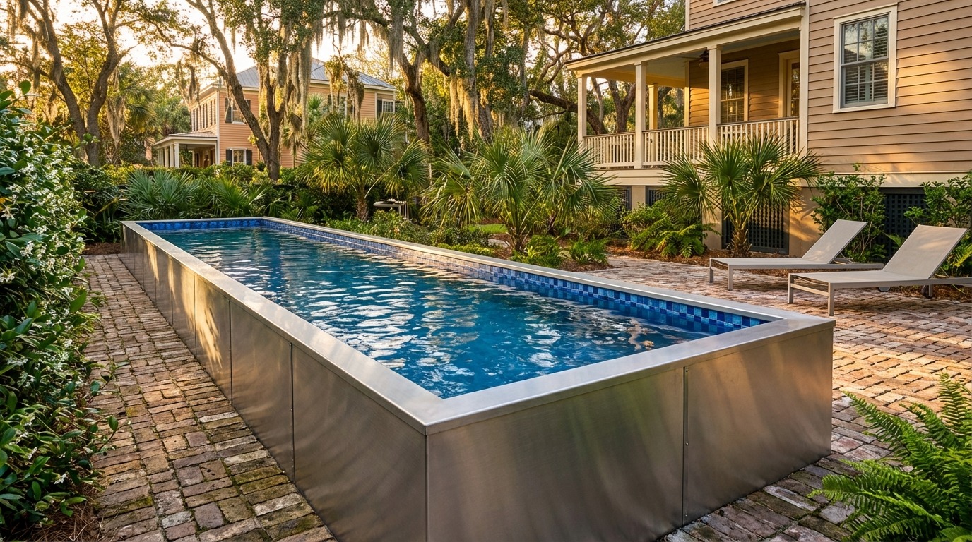 12 x 48 Platinum Silver Mystic Blue Architectural Pool
