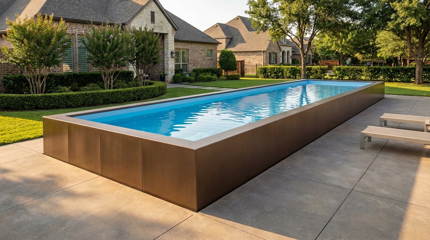 12 x 52 Canyon Bronze Aqua Blue Architectural Pool