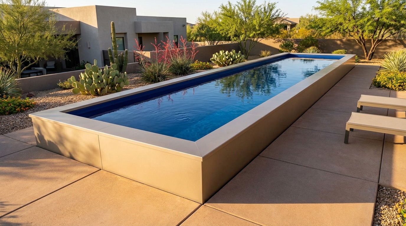 12 x 52 Champagne Mist Deep Sea Blue Architectural Pool