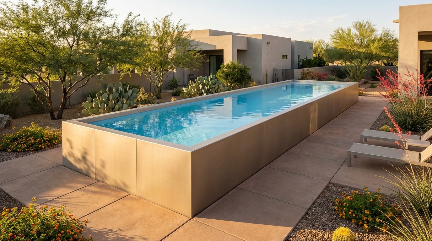 12 x 52 Champagne Mist Aqua Blue Architectural Pool