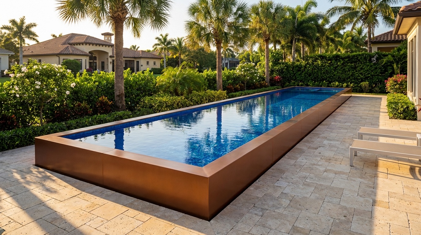 12 x 52 Espresso Copper Blue Matrix Architectural Pool