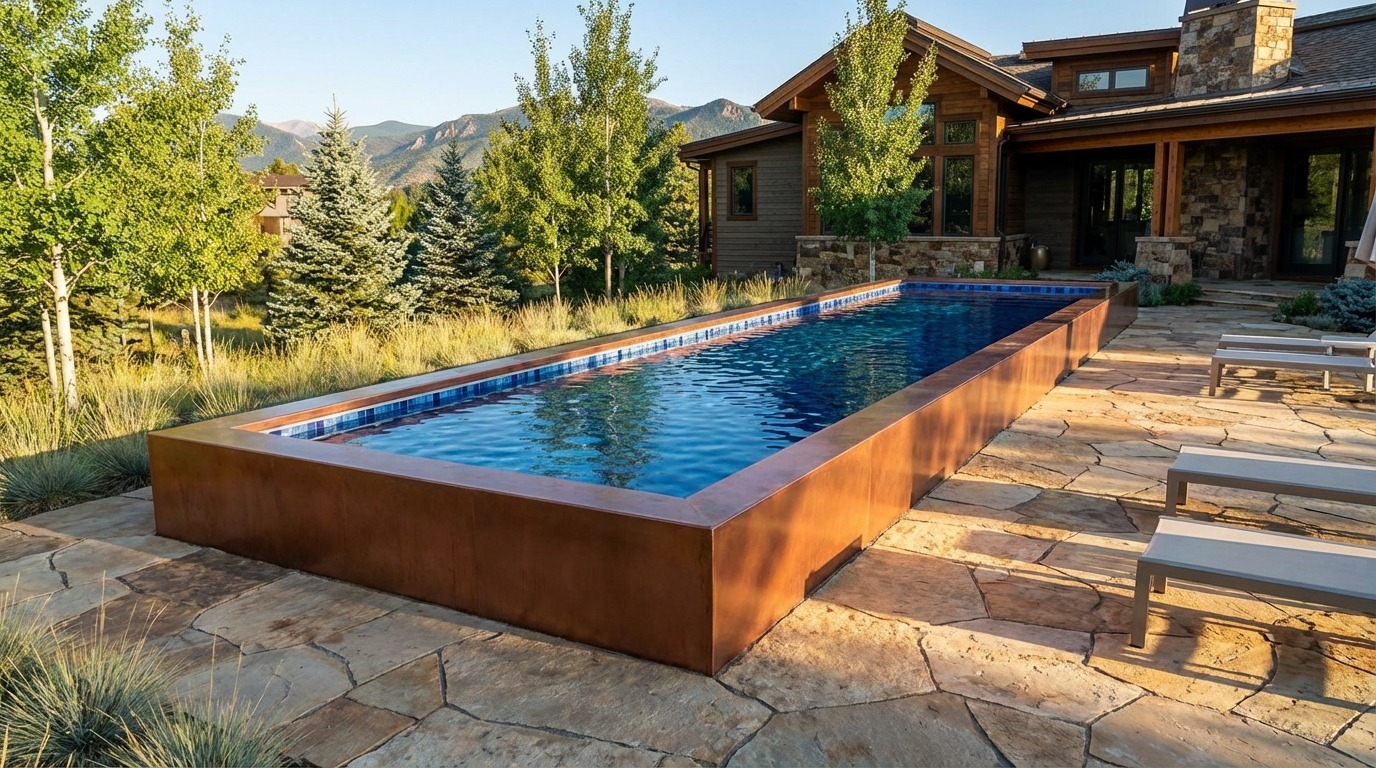 12 x 52 Espresso Copper Mystic Blue Architectural Pool