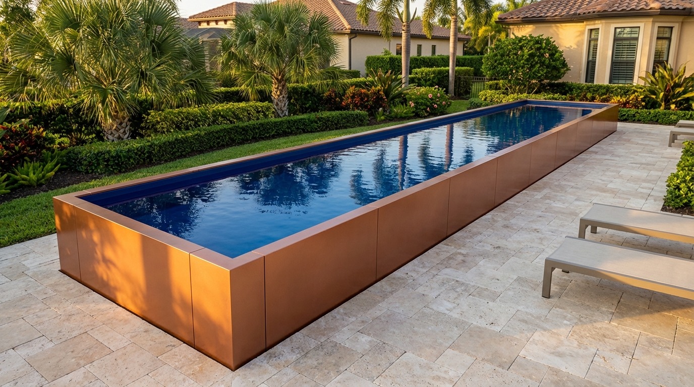 12 x 52 Espresso Copper Deep Sea Blue Architectural Pool