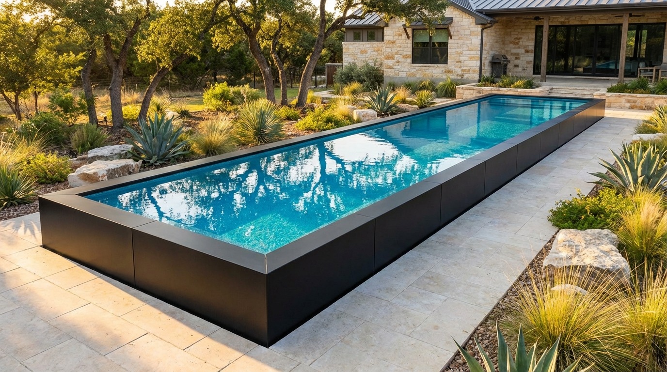 12 x 52 Midnight Black Blue Topaz Architectural Pool