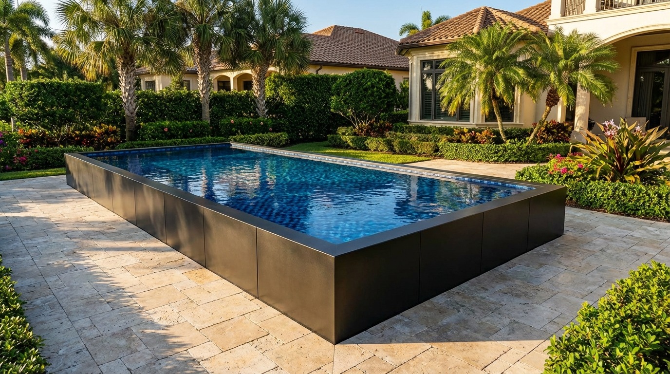 12 x 52 Midnight Black Mystic Blue Architectural Pool