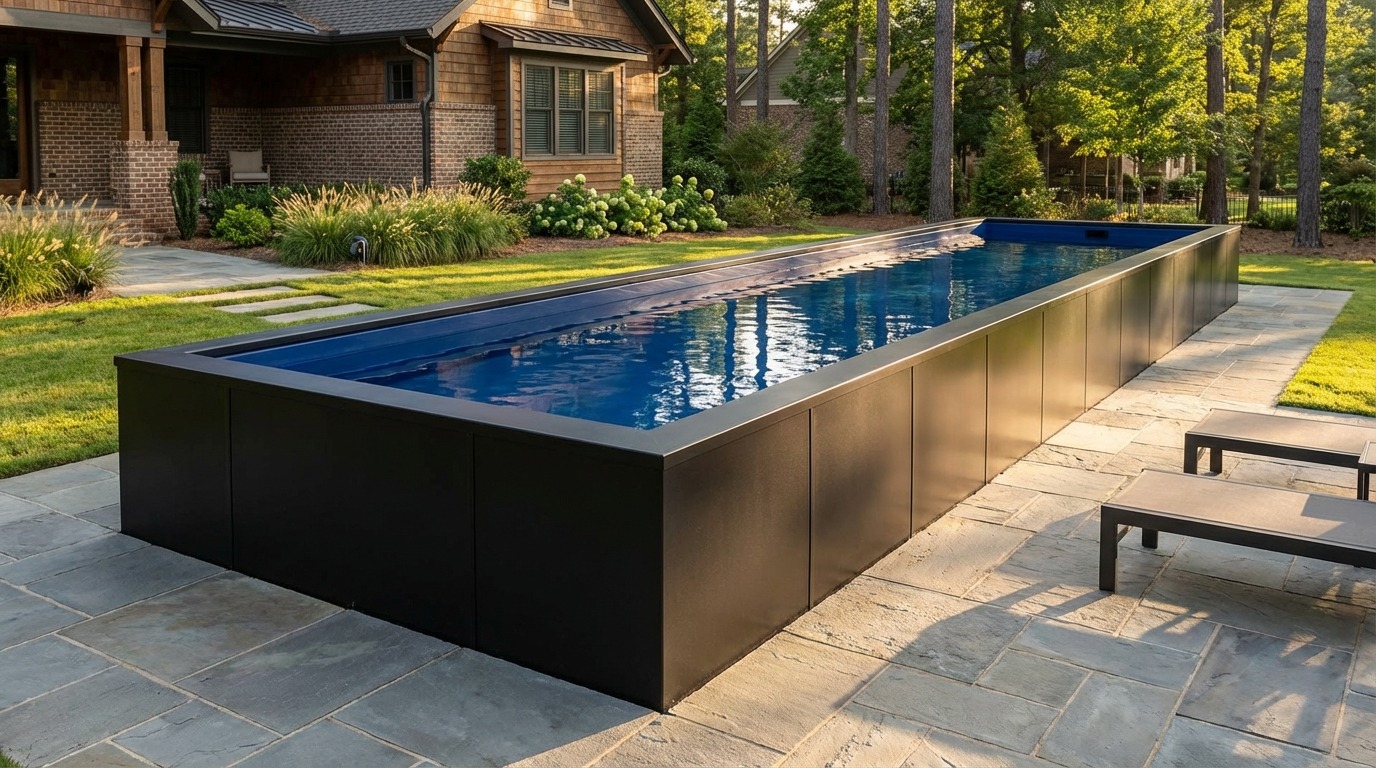 12 x 52 Midnight Black Deep Sea Blue Architectural Pool