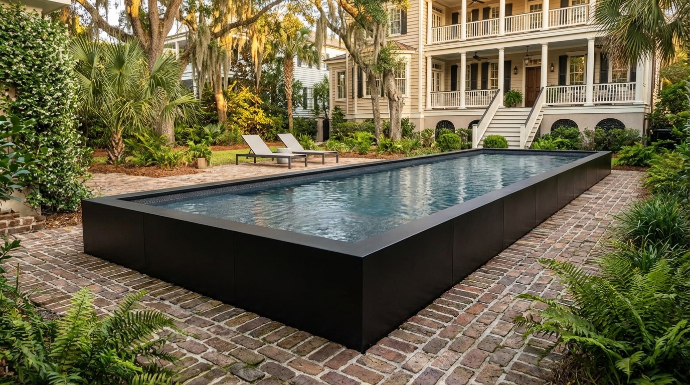 12 x 52 Midnight Black Titanium Stone Architectural Pool