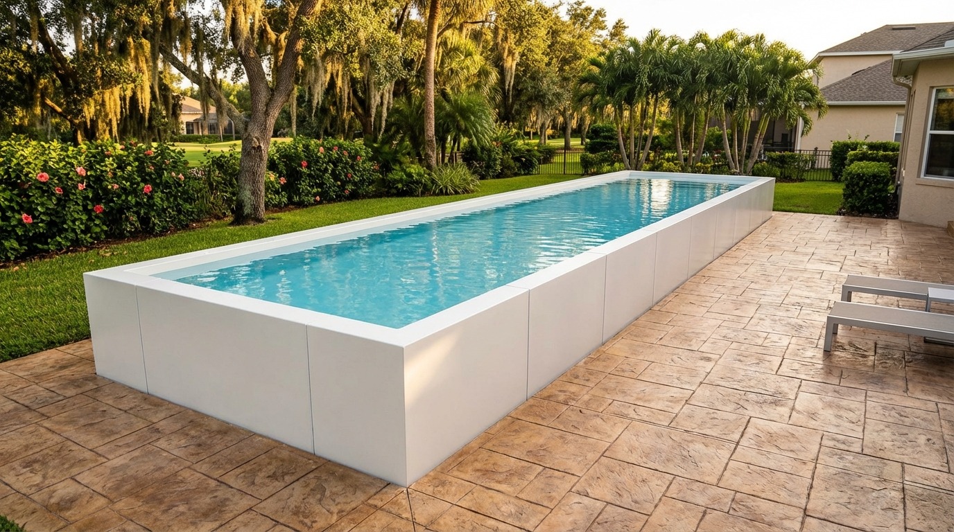 12 x 52 Alpine White Aqua Blue Architectural Pool