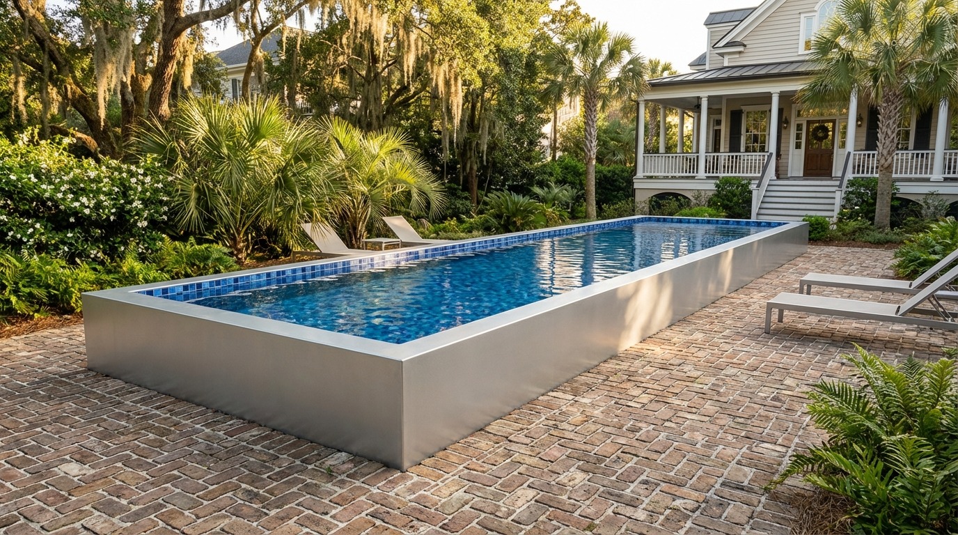 12 x 52 Platinum Silver Mystic Blue Architectural Pool