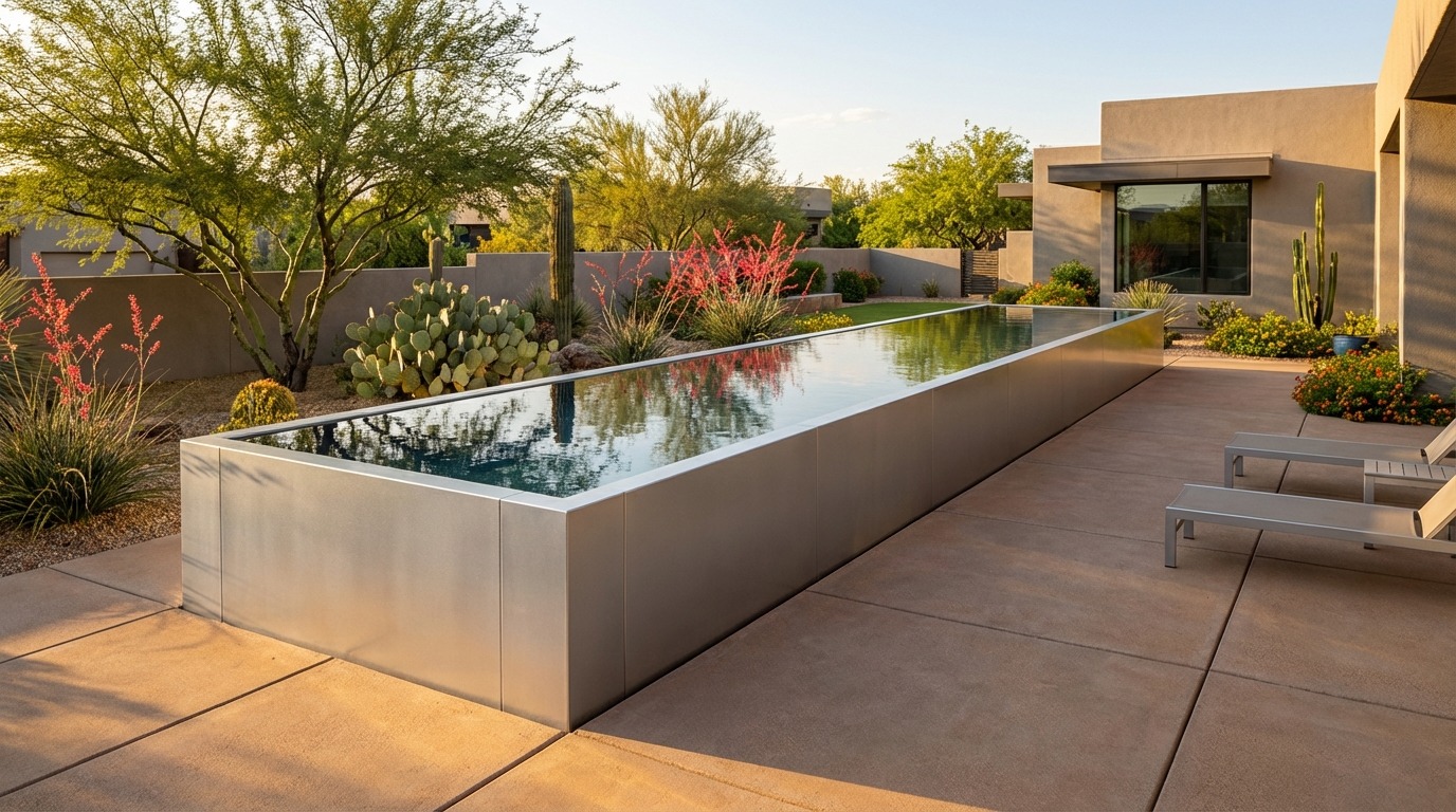 12 x 52 Platinum Silver Titanium Stone Architectural Pool