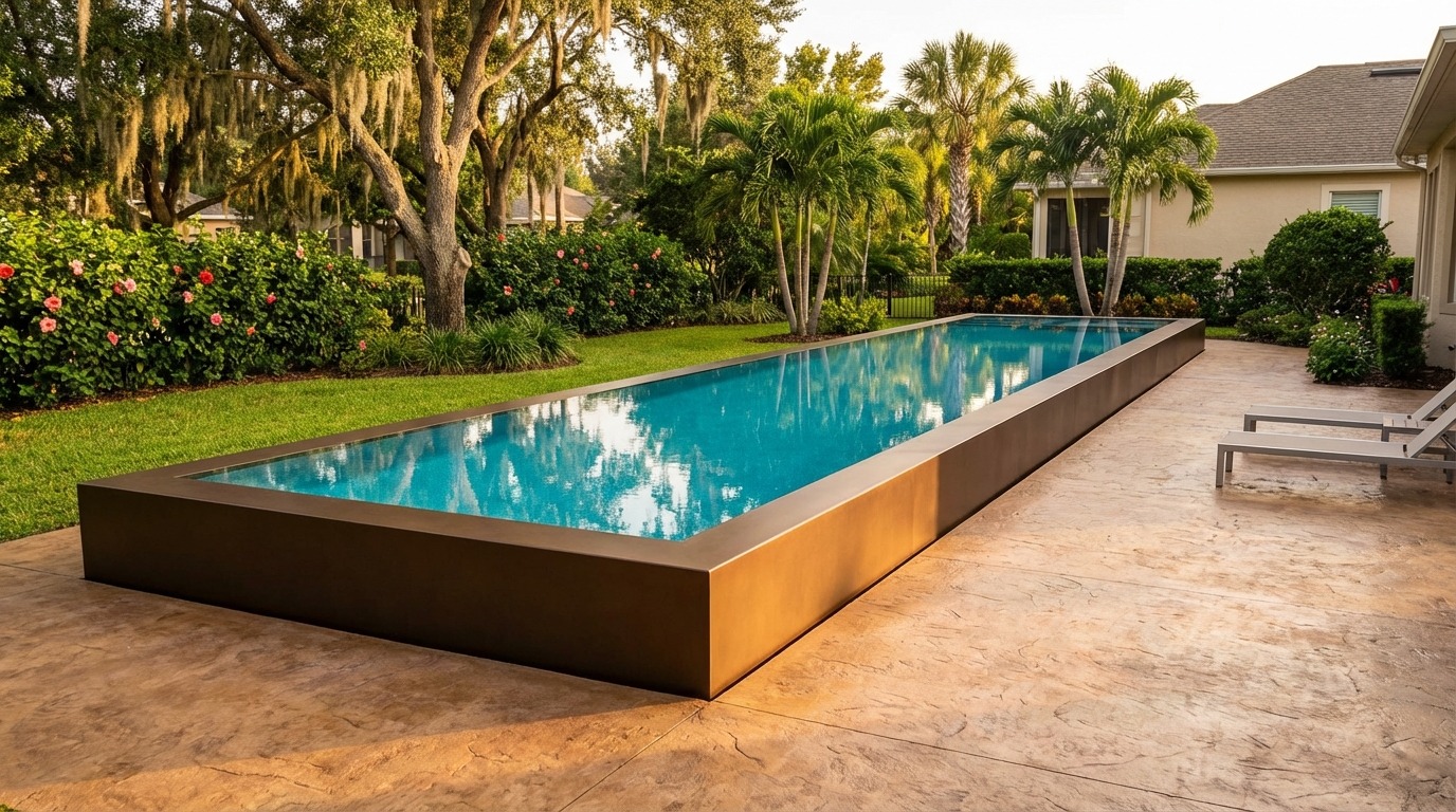 12 x 56 Canyon Bronze Blue Topaz Architectural Pool