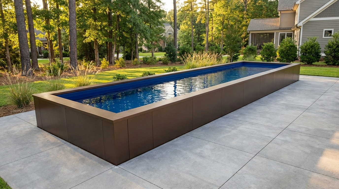 12 x 56 Canyon Bronze Deep Sea Blue Architectural Pool
