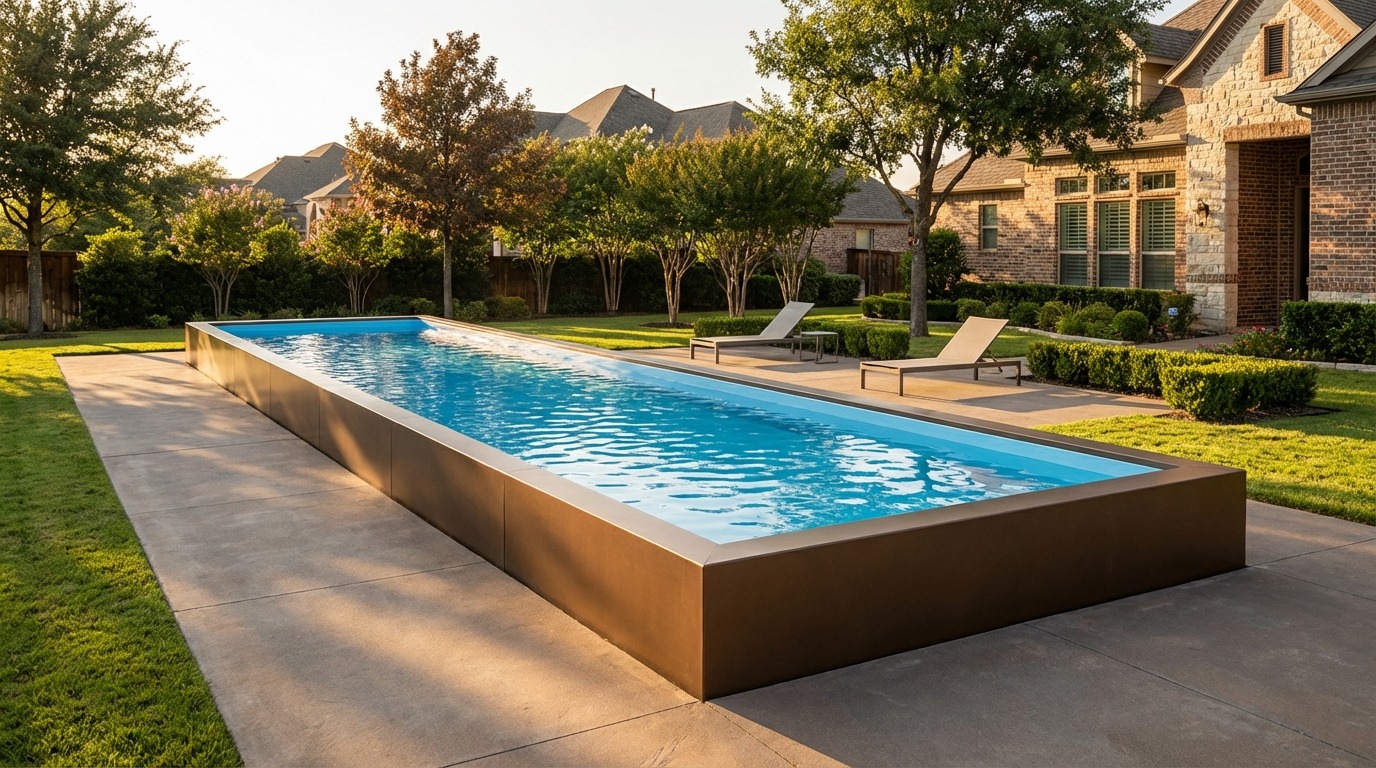12 x 56 Canyon Bronze Aqua Blue Architectural Pool