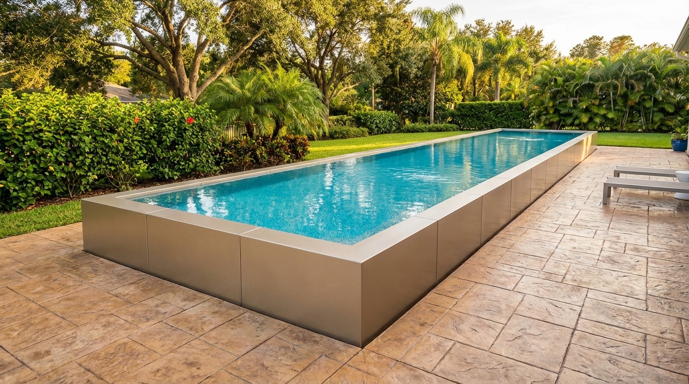 12 x 56 Champagne Mist Blue Topaz Architectural Pool