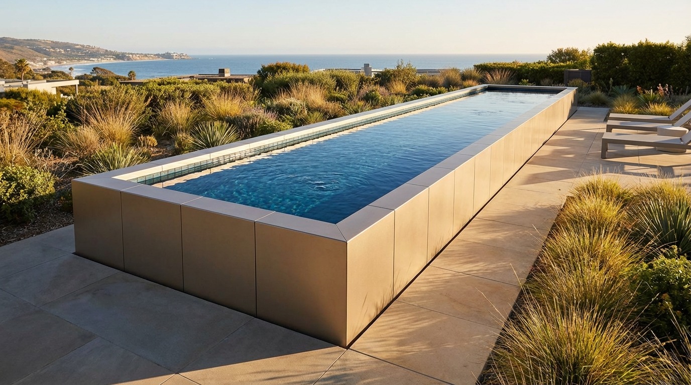 12 x 56 Champagne Mist Black Sapphire Architectural Pool