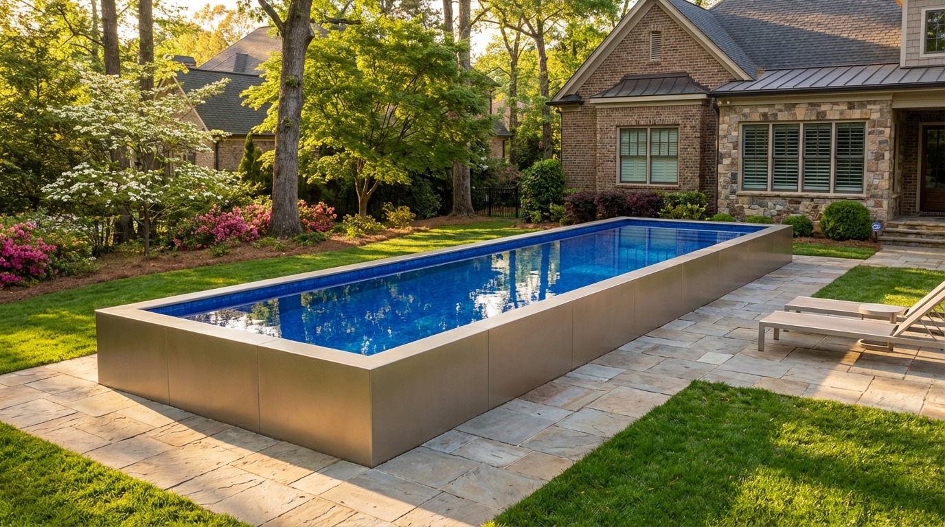 12 x 56 Champagne Mist Blue Matrix Architectural Pool