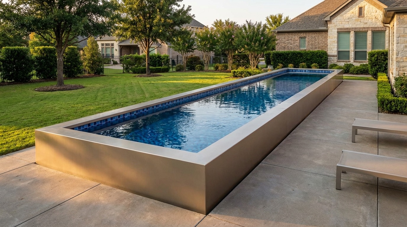 12 x 56 Champagne Mist Mystic Blue Architectural Pool