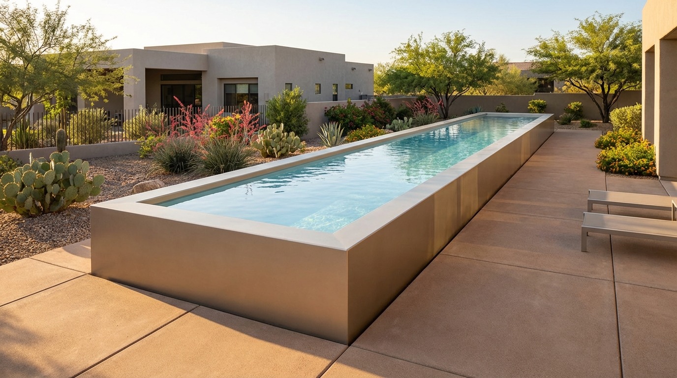 12 x 56 Champagne Mist Aqua Blue Architectural Pool