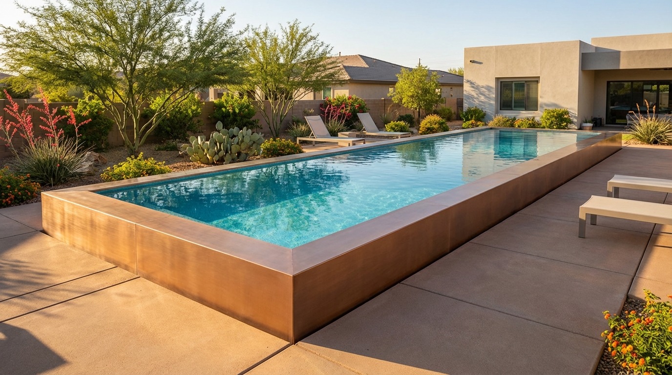 12 x 56 Espresso Copper Blue Topaz Architectural Pool