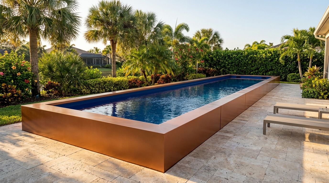 12 x 56 Espresso Copper Deep Sea Blue Architectural Pool