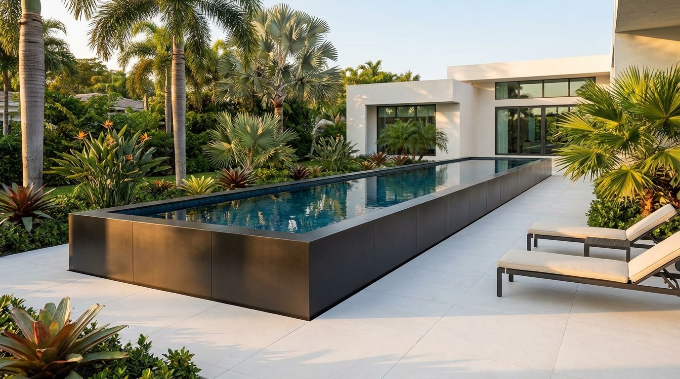 12 x 56 Midnight Black Black Sapphire Architectural Pool