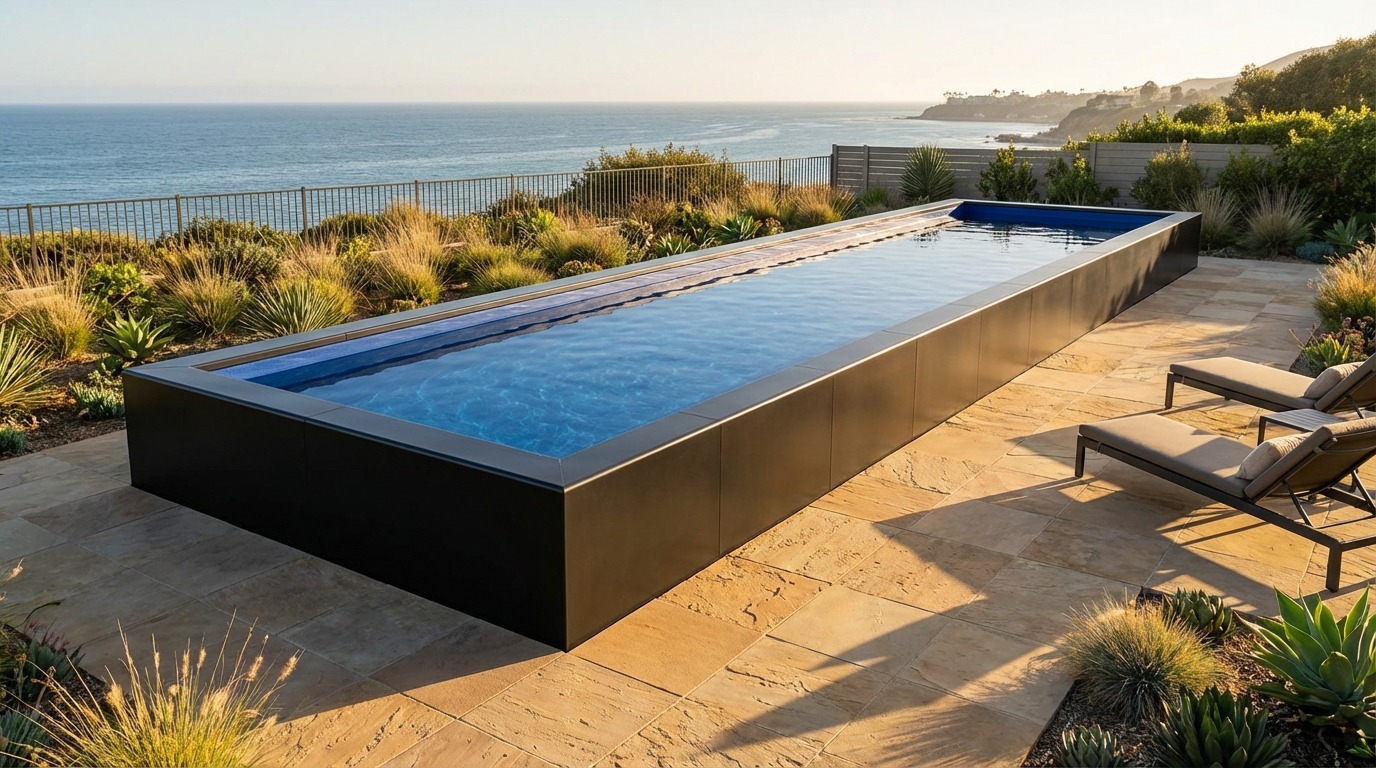 12 x 56 Midnight Black Deep Sea Blue Architectural Pool