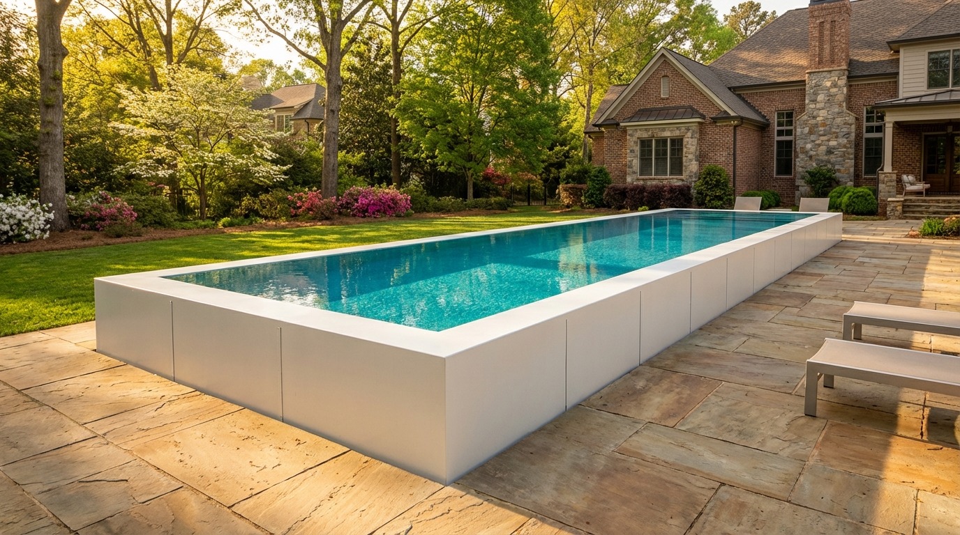 12 x 56 Alpine White Blue Topaz Architectural Pool