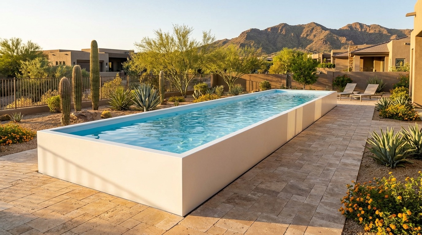 12 x 56 Alpine White Aqua Blue Architectural Pool