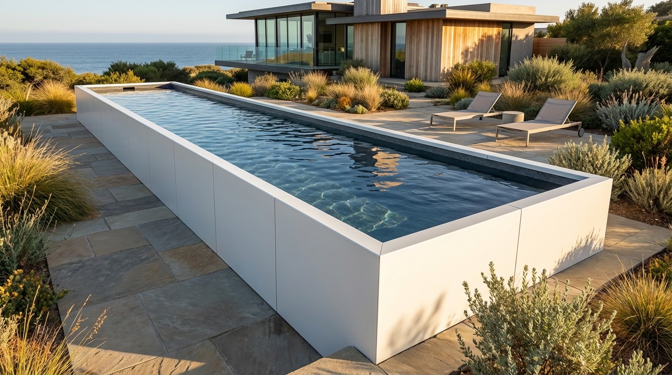 12 x 56 Alpine White Titanium Stone Architectural Pool