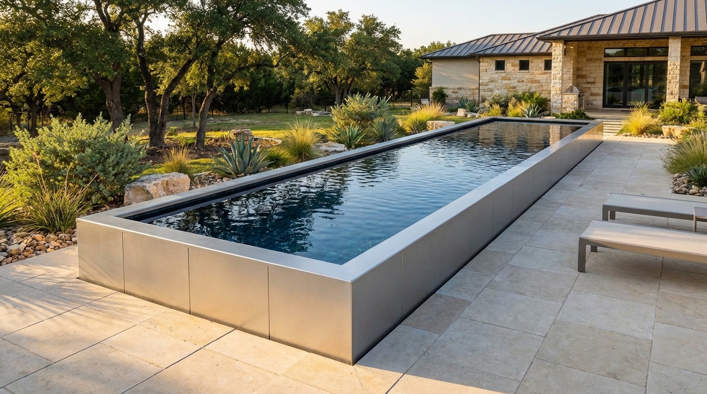 12 x 56 Platinum Silver Black Sapphire Architectural Pool