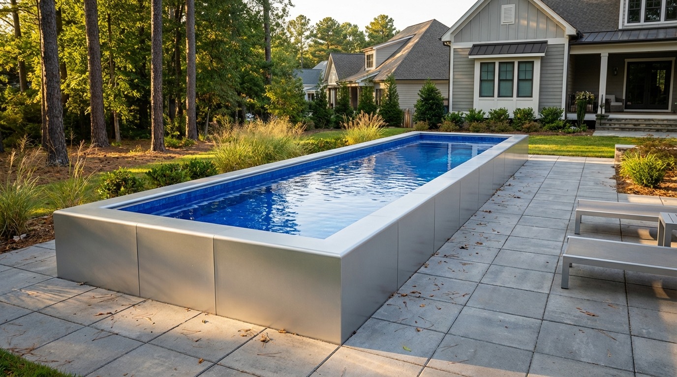 12 x 56 Platinum Silver Blue Matrix Architectural Pool