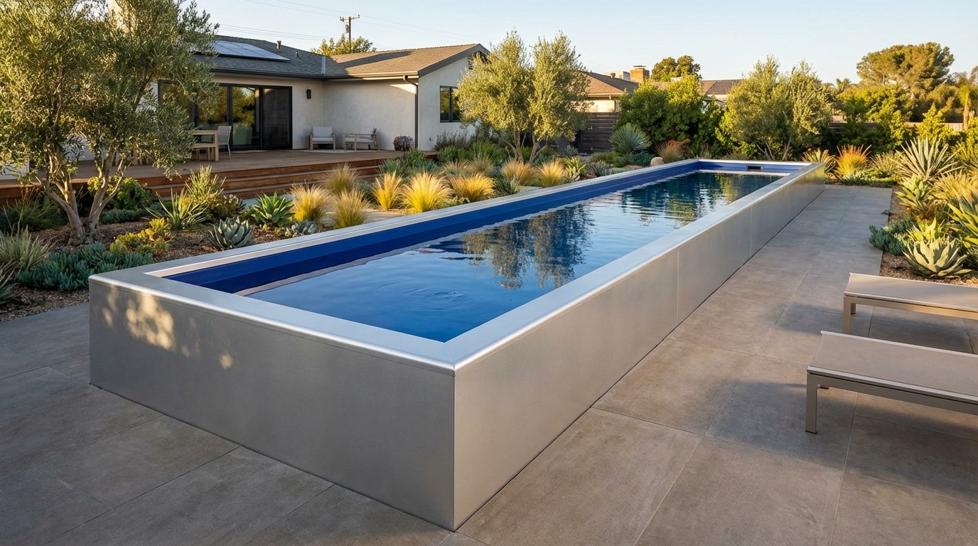 12 x 56 Platinum Silver Deep Sea Blue Architectural Pool