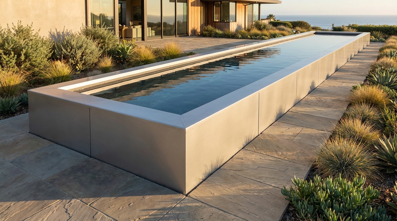 12 x 56 Platinum Silver Titanium Stone Architectural Pool