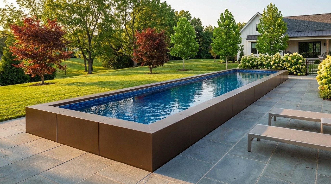 12 x 60 Canyon Bronze Mystic Blue Architectural Pool