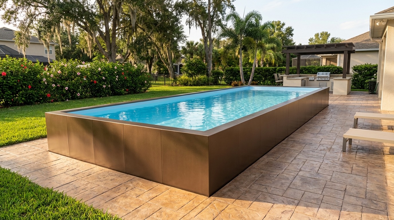 12 x 60 Canyon Bronze Aqua Blue Architectural Pool
