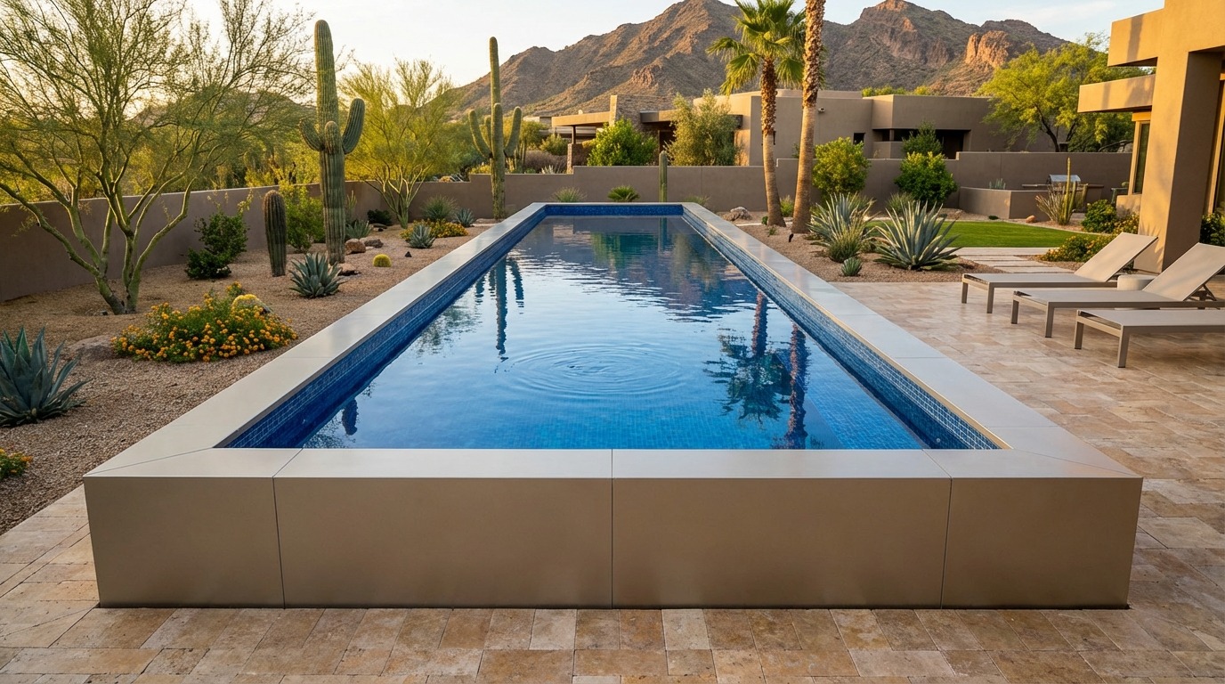 12 x 60 Champagne Mist Mystic Blue Architectural Pool