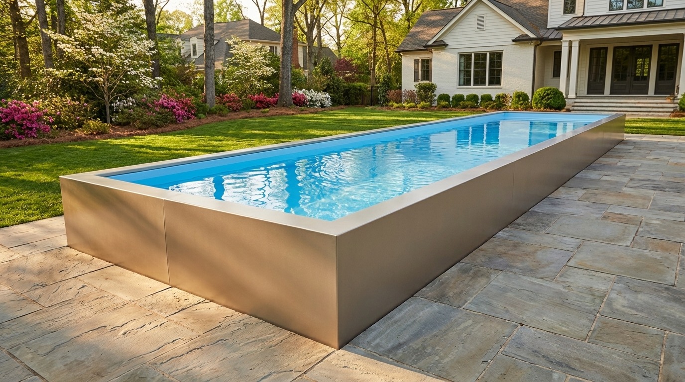 12 x 60 Champagne Mist Aqua Blue Architectural Pool