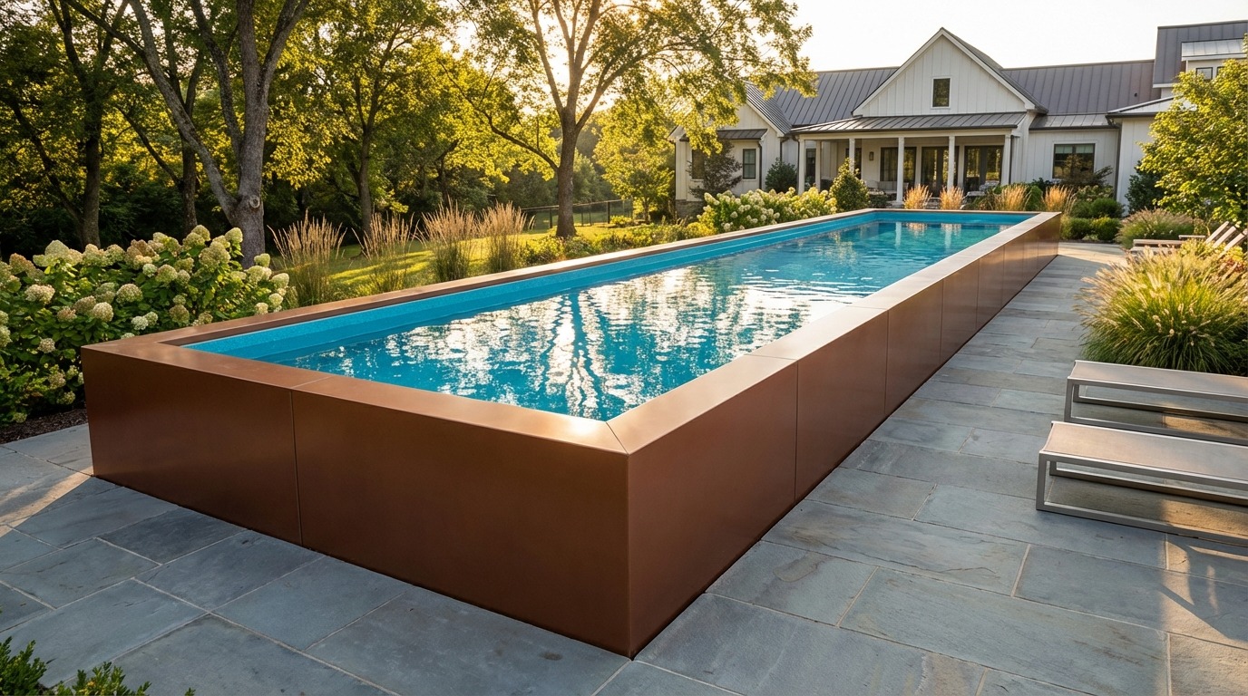 12 x 60 Espresso Copper Blue Topaz Architectural Pool