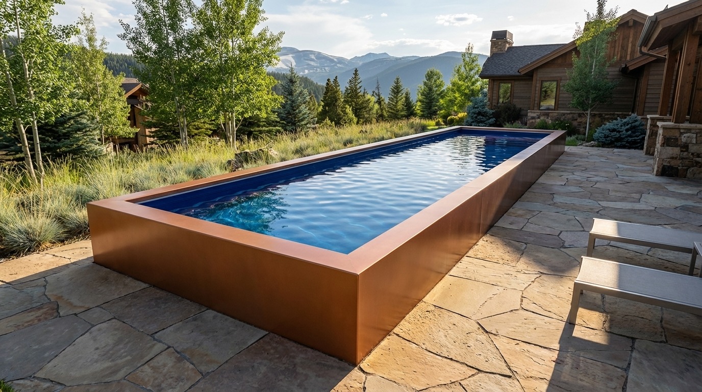 12 x 60 Espresso Copper Deep Sea Blue Architectural Pool