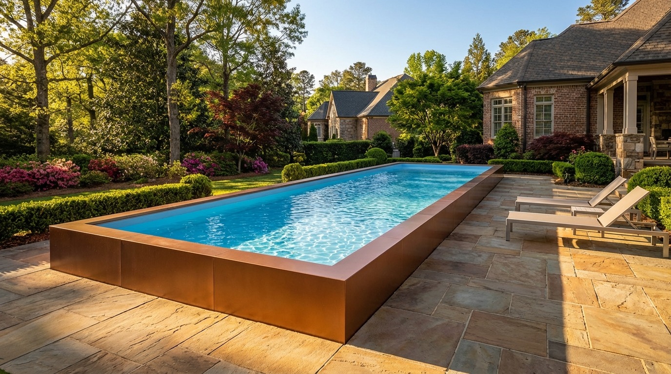12 x 60 Espresso Copper Aqua Blue Architectural Pool