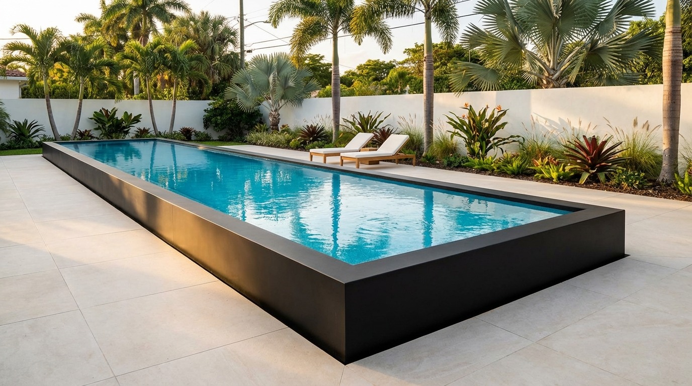 12 x 60 Midnight Black Blue Topaz Architectural Pool