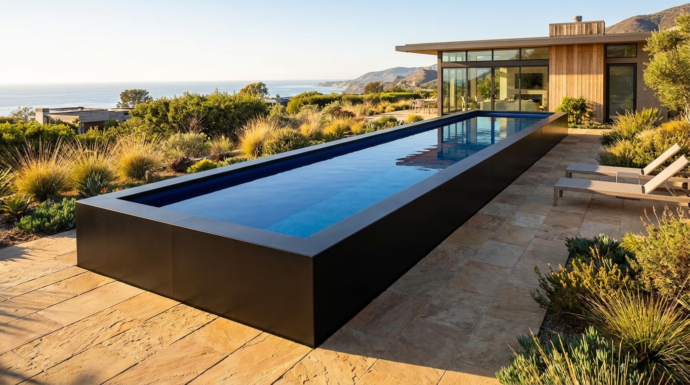 12 x 60 Midnight Black Deep Sea Blue Architectural Pool