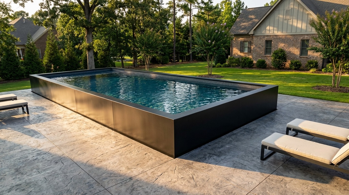 12 x 60 Midnight Black Titanium Stone Architectural Pool